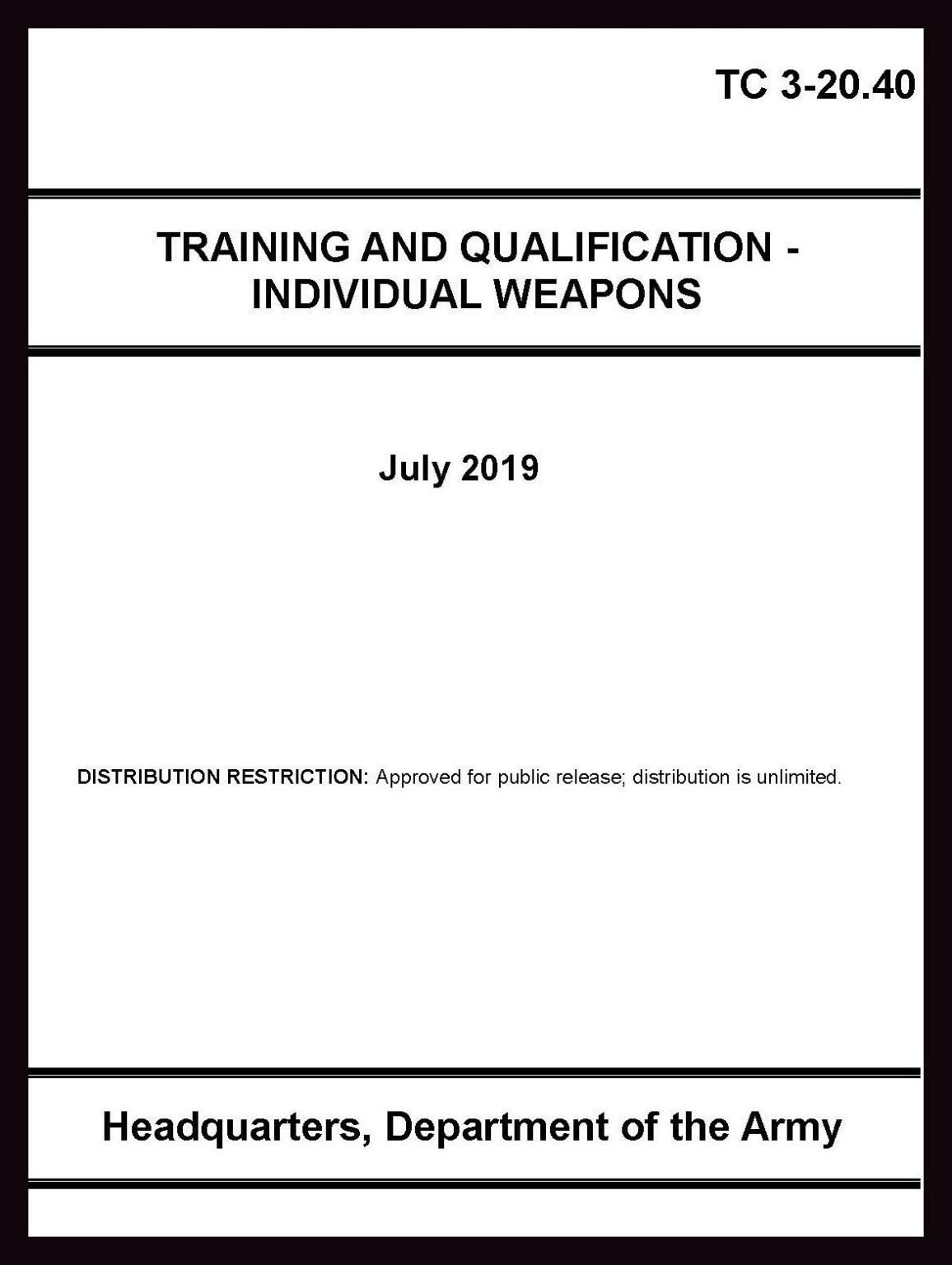 TC 3-20.40 Training & Qual – Individual Weapons – 2019 – BIG size – My ...