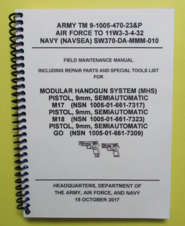 TM 9-1005-470-23&P - 9mm Pistol Maintenance Manual and Parts - 2017 - Mini size