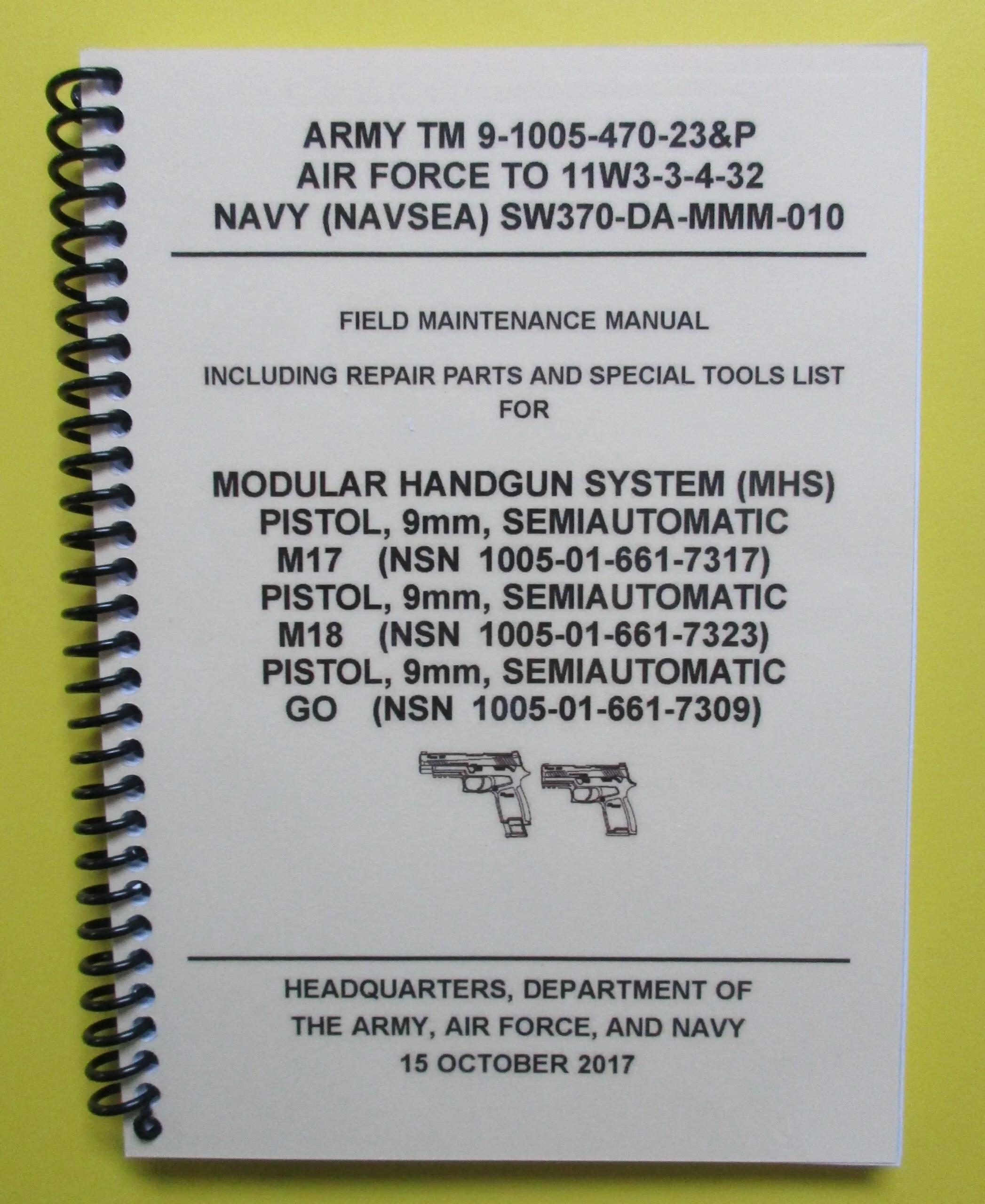 TM 9-1005-470-23&P - 9mm Pistol Maintenance Manual and Parts - 2017 - BIG size